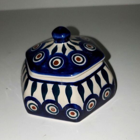 A Boleslawcu Polish Hand Made Ceramic Pottery Trinket Dish Home Decor Signed - Picture 2 of 9